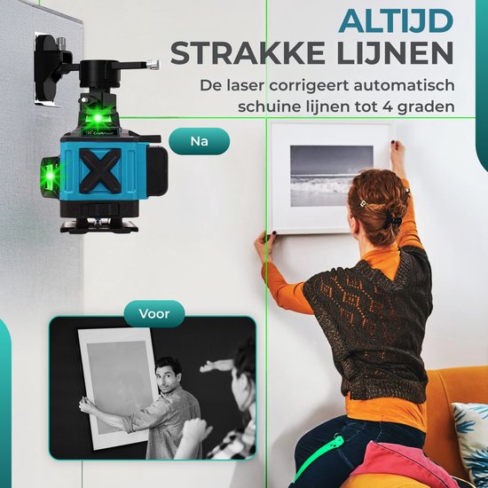 Tetra Kruislijnlaser 4d - 4 Tot 16 Lijnen Met 1,2 M Statief