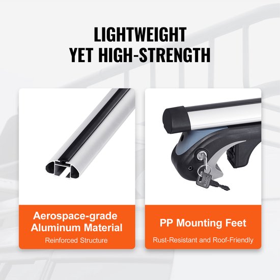 Galeries de toit universelles, 120 cm, aluminium, charge 90 kg, réglables, avec protection antivol, pour SUV, berlines, fourgonnettes