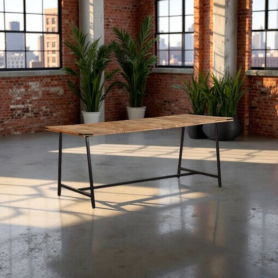 WANZHE Industriële retro eettafel, hoogte 75 cm, vierkante keukenbartafel, keukentafel van metaal en hout, bistrotafel voor 1-4 personen (type A