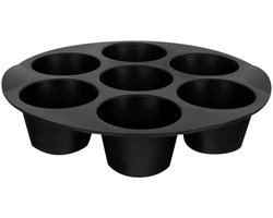 Siliconen muffinvorm, 7-cup diepe siliconen bakvorm, muffinvorm, muffinbakvorm, Yorkshire pudding, brood, cake (zwart)