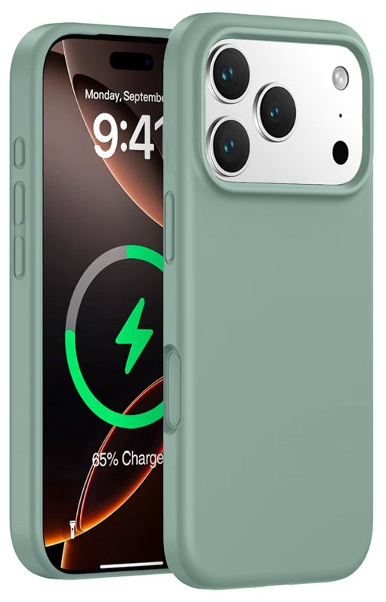 Mobiq - Siliconen Magsafe Hoesje geschikt voor iPhone 17 Pro Max - groen