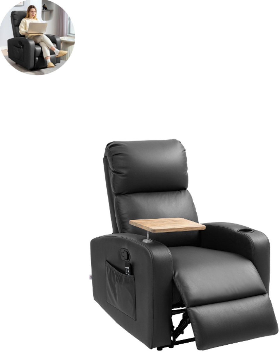 GranMaison Massagestoel Elektrisch Zwart Met Armleuning