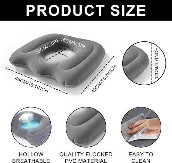Opblaasbaar Ergonomisch Zitkussen - Comfortabel en Ondersteunend - 1 stuk - PVC — afbeelding 5