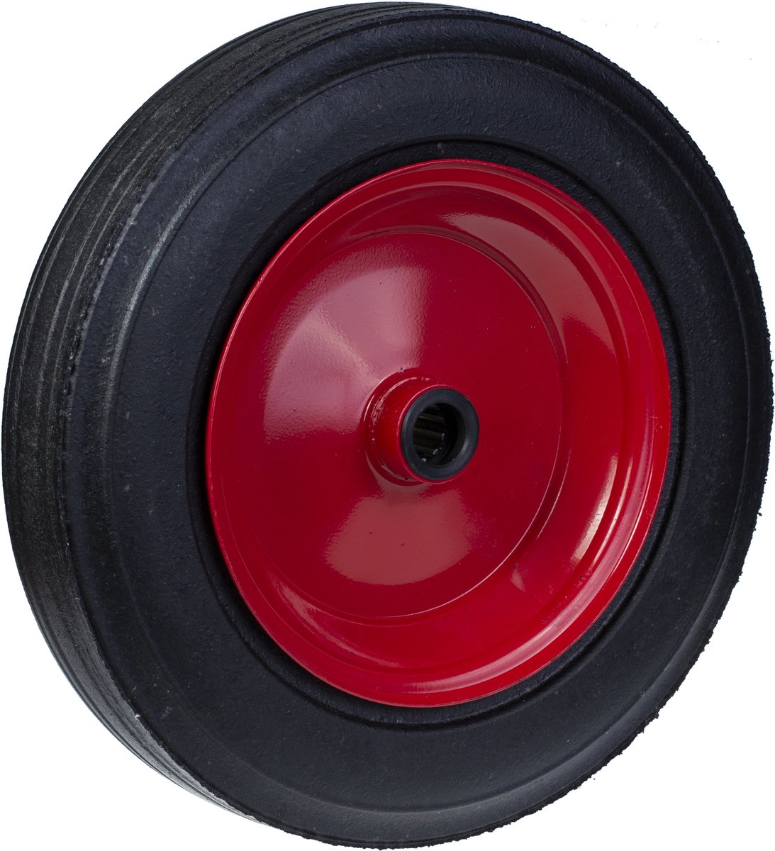 400 mm (16") wiel met rubberen band en een hart van geperst staal, 25,4 mm dik, draagvermogen 1000 kg, set van 2