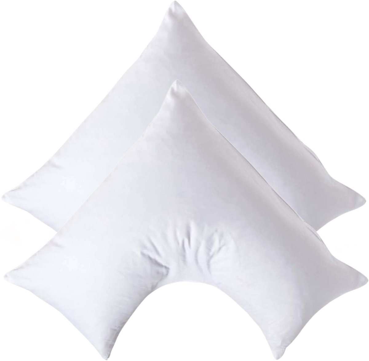 Homescapes Biologische Katoen V-Kussensloop - Set van 2 - Wit - 100% Egyptisch Katoen Satijn - 400TC - 38 x 76 cm