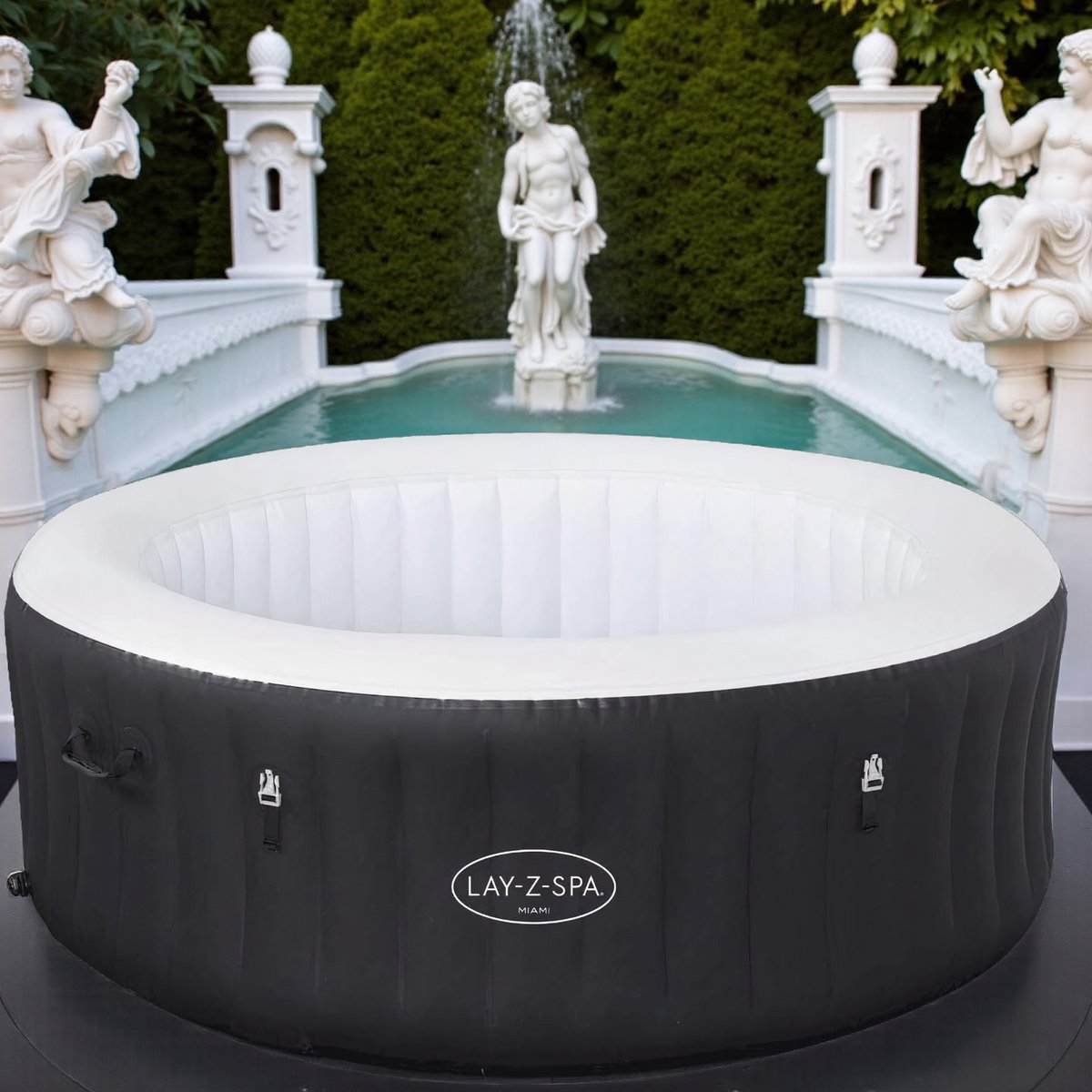 Medahomestore Havana Jacuzzi 4 Persoons Luxe Opblaasbare Jacuzzi Bubbelbad Spa Rond Ø180 cm 120 Bubbeljets 800 Liter Zwart Opblaasbare Hot Tub Voor Binnen en Buiten Tuin en Balkon Wellness Bubbelbad Met Massagejets en Energiezuinig premium Tech PVC