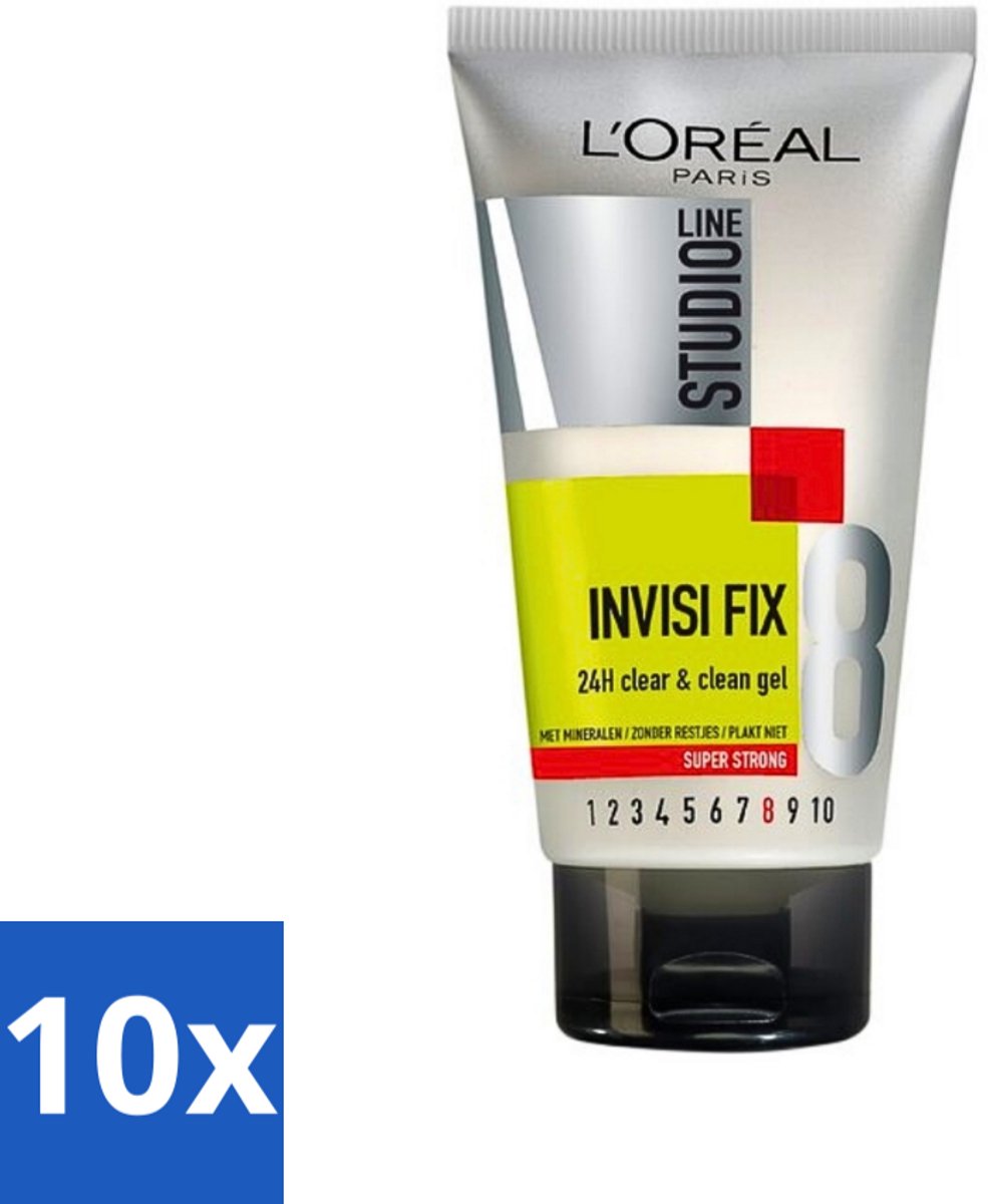 10 x L'Oréal Studio Line Invisi Fix 24H Clear & Clean Gel Super Strong 150 ml - Haarkleur - Haartypen - Haartypen - Haartypen