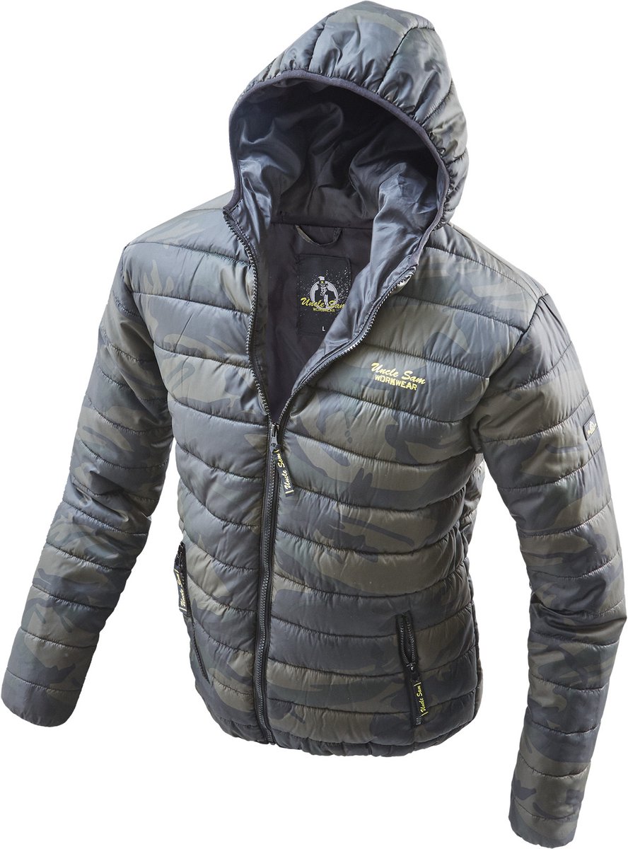 Uncle Sam WORKWEAR Gewatteerde jas camouflagepatroon maat M