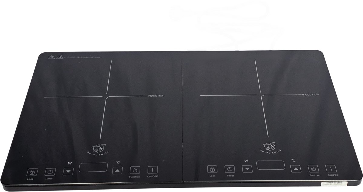 Royal Swiss ® - Inductie Kookplaat - Vrijstand - 2 pits - Elektrische kookplaat - 2000 + 1500W - Touch control