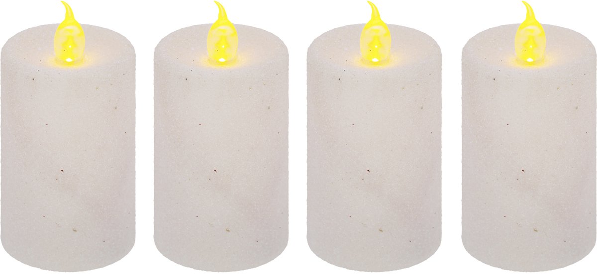 Feeric lights & Christmas Feeric lights and christmas Kaarsen - 4x stuks - wit - LED - H7,5 cm - glans en glitterafwerking