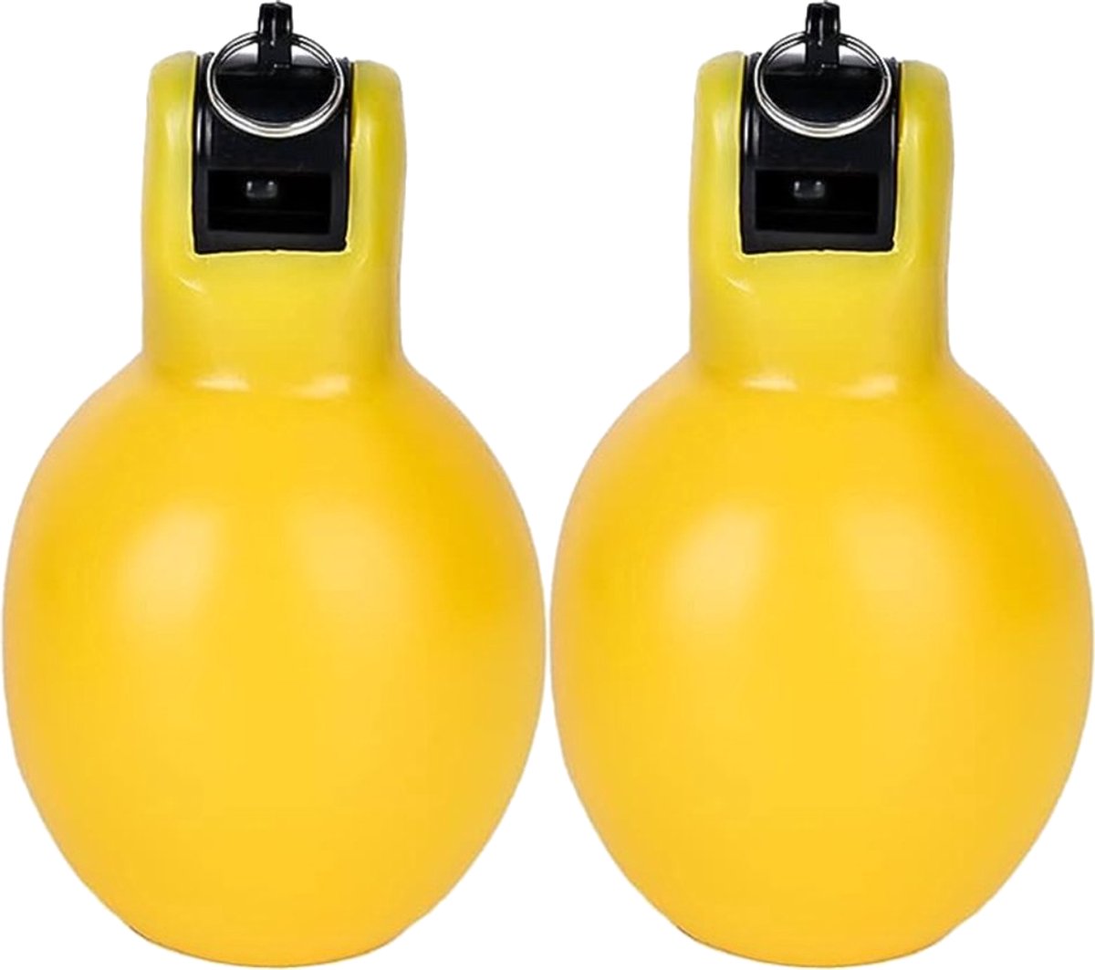WM Sports - 2 stuks Knijpfluiten - Handfluit - Scheidsrechtersfluitjes - Scheidsrechtersfluit – Fluit – Fluitje – Peerfluit – Hondenfluitje - PVC – Geel