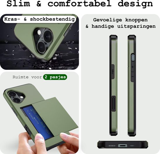 Étui rigide iPhone avec porte-cartes pour iPhone 17 - Vert foncé