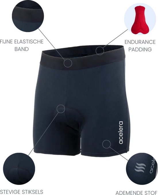 Acelera - Fietsonderbroek met Zeem - Fietsbroek - Fietsondergoed - Boxer - Wielerbroek - Spinning - E-bike - Fietskleding - Rocycle - Hometrainer - Zwart - Dames - Heren - Maat XS van Merkloos — afbeelding 3