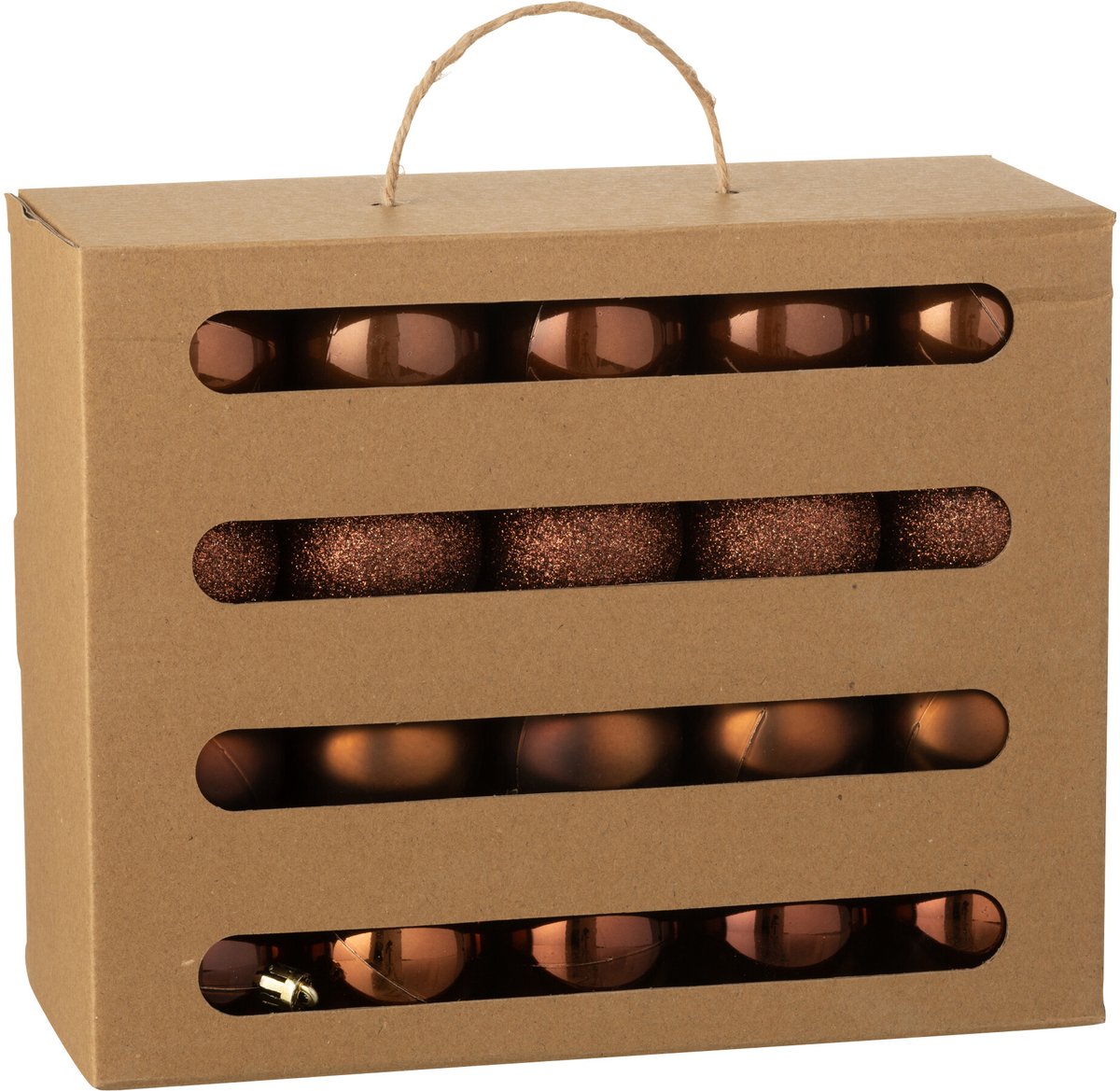 J-Line kerstbal Barok - kunststof - bruin - doos van 40