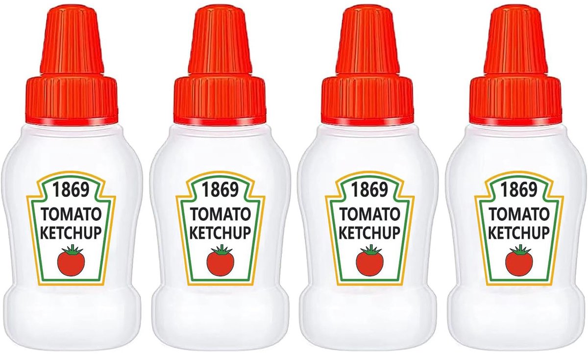 Image of 4 stuks mini-ketchupflessen voor lunchboxaccessoires, 1 ounce knijpflessen voor kruiden, lege plastic saladedressingcontainers, ketchup-knijppotten voor sauzen en siropen