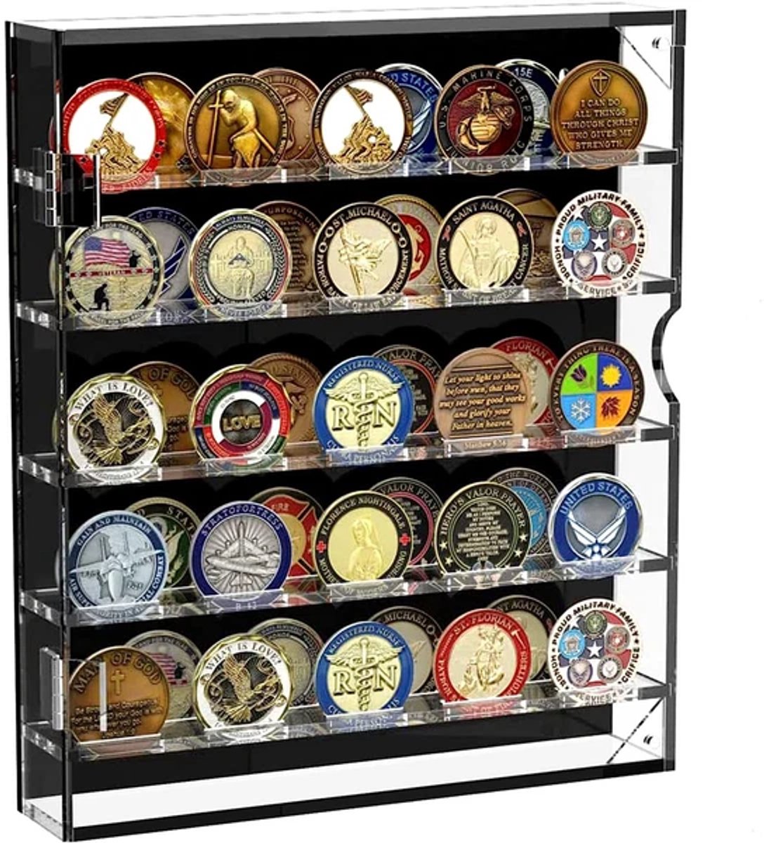 Pin Vitrine, Medaille Frame Doos Stofdicht Glazen Deksel Krasbestendige Voering Eenvoudige Reiniging Zwart met Slot Gesp voor Broche Collectie(m