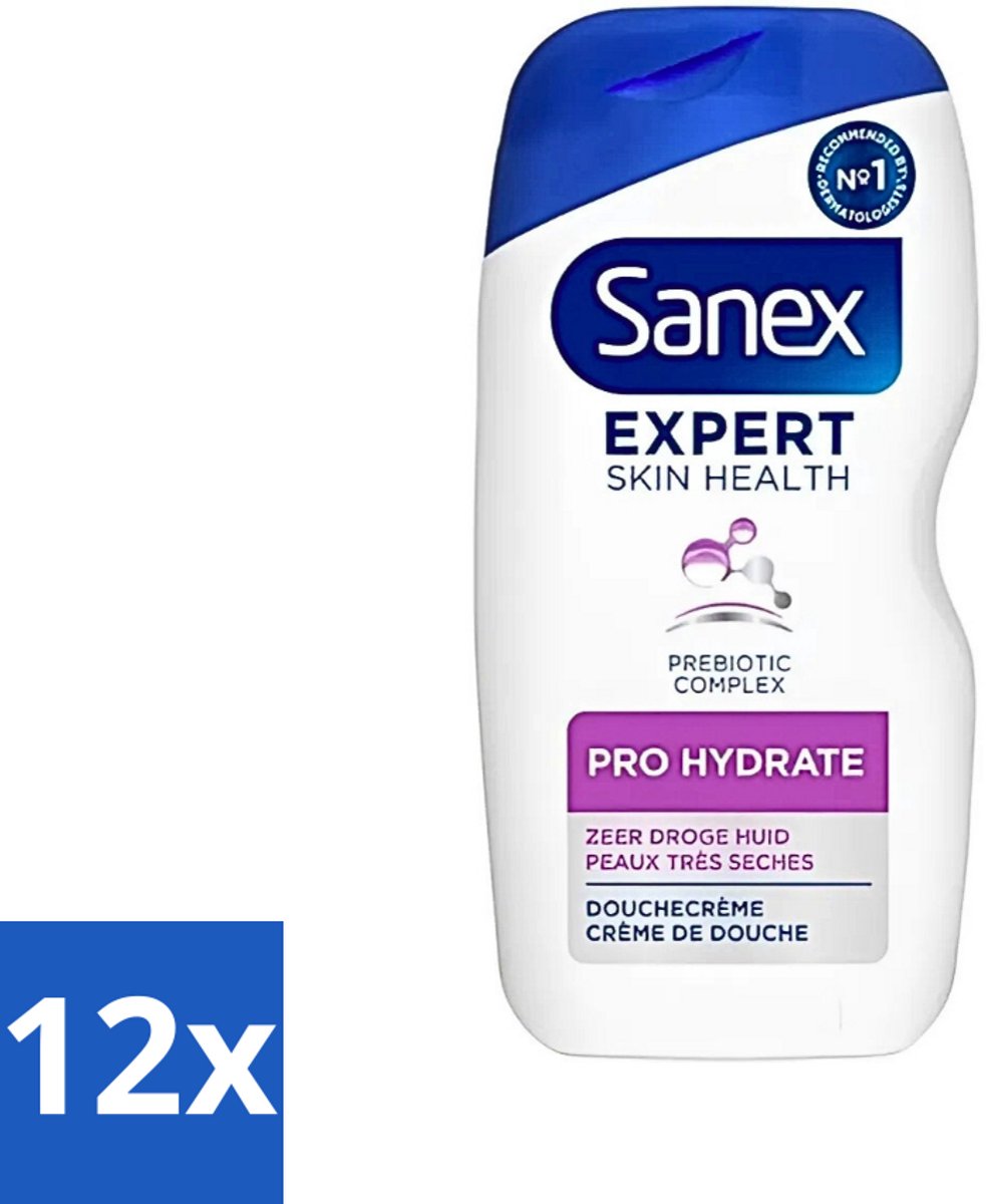 12 x Sanex Douchegel Expert Skin Health Pro Hydrate 400 ml - Droge Huid - Hydratatie - Glycerine - Inuline - Huidverzorging