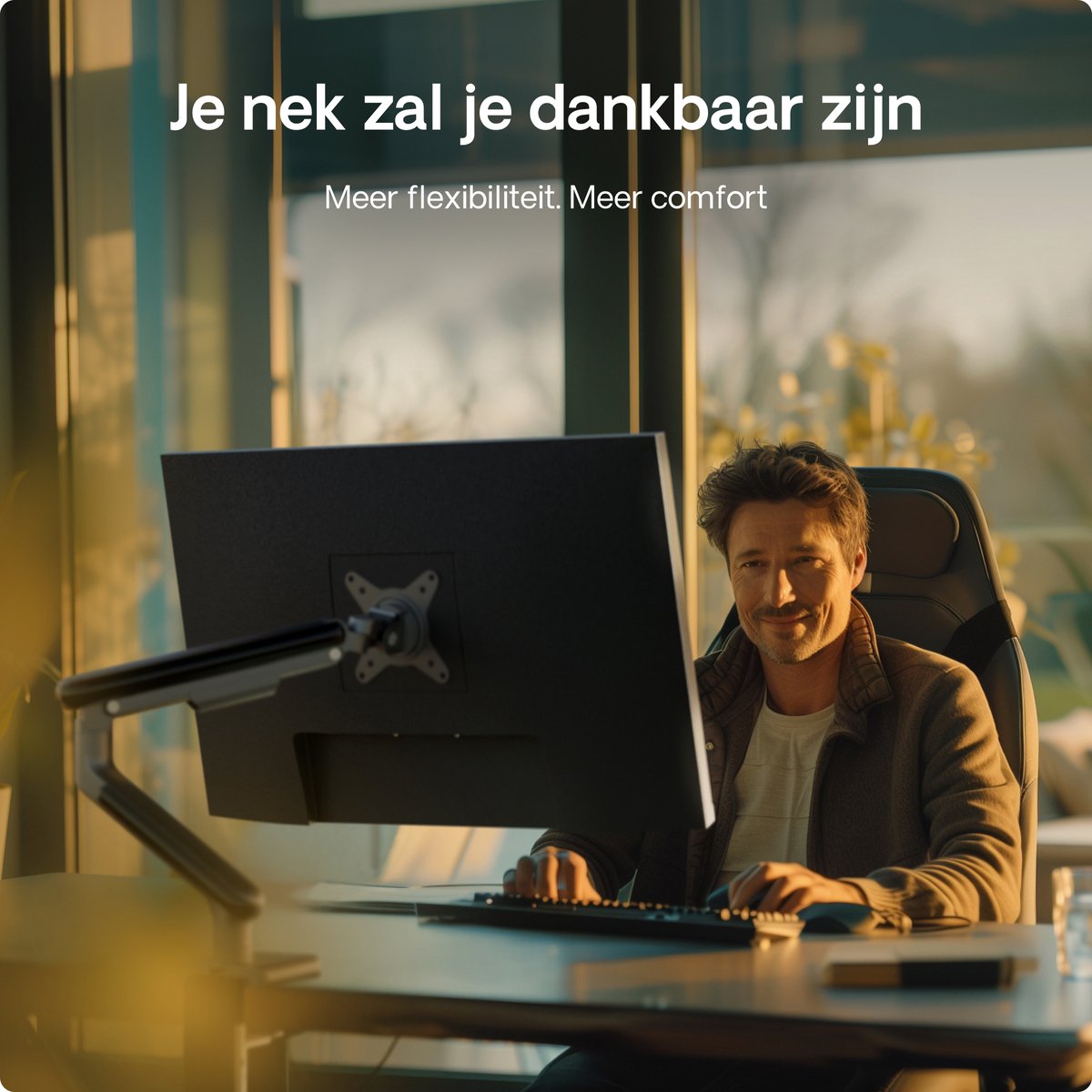 Desktronic Monitorarm Enkel Zwart - VESA 75x75mm - Monitor Beugel voor 17-32 Inch thumbnail 5