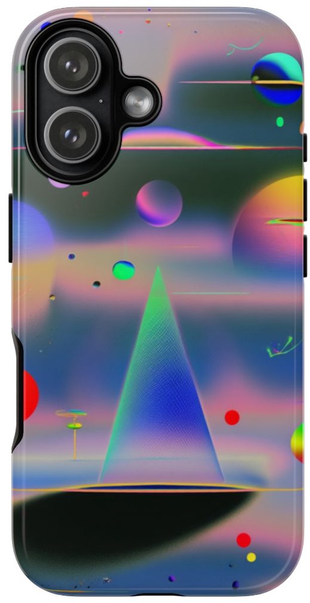 Dromerige Neon Geometrische Ruimte – Telefoonhoesje Geschikt voor iPhone 17