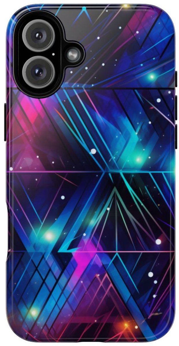 Geometrisch Neon Aurora Abstract – Telefoonhoesje Geschikt voor iPhone 16 Plus