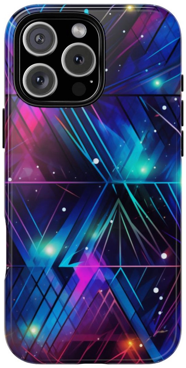 Geometrisch Neon Aurora Abstract – Telefoonhoesje Geschikt voor iPhone 16 Pro Max