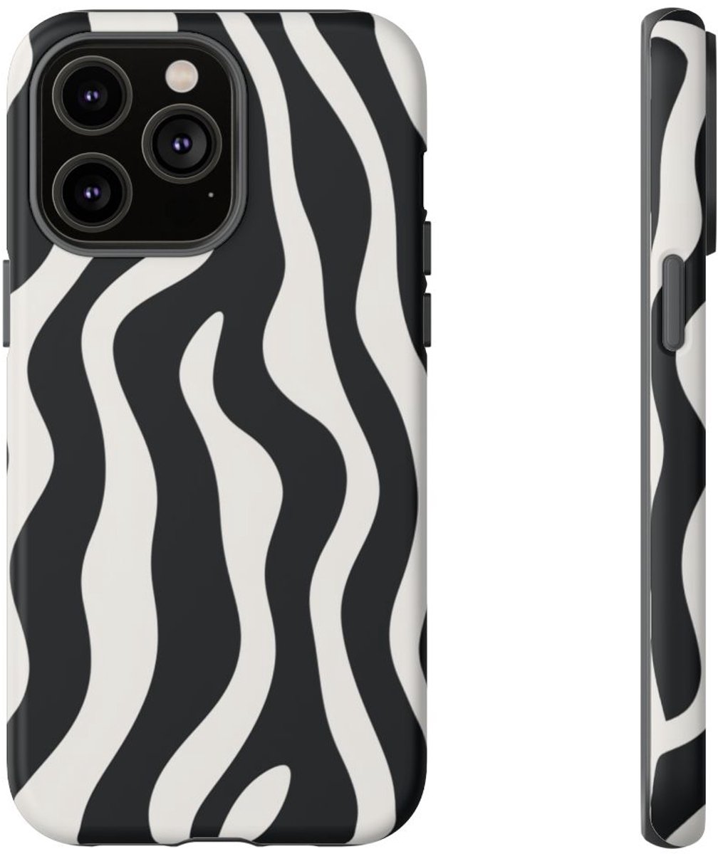 Zwart-Wit Abstract Zebrapatroon – Telefoonhoesje Geschikt voor iPhone 14 Pro Max