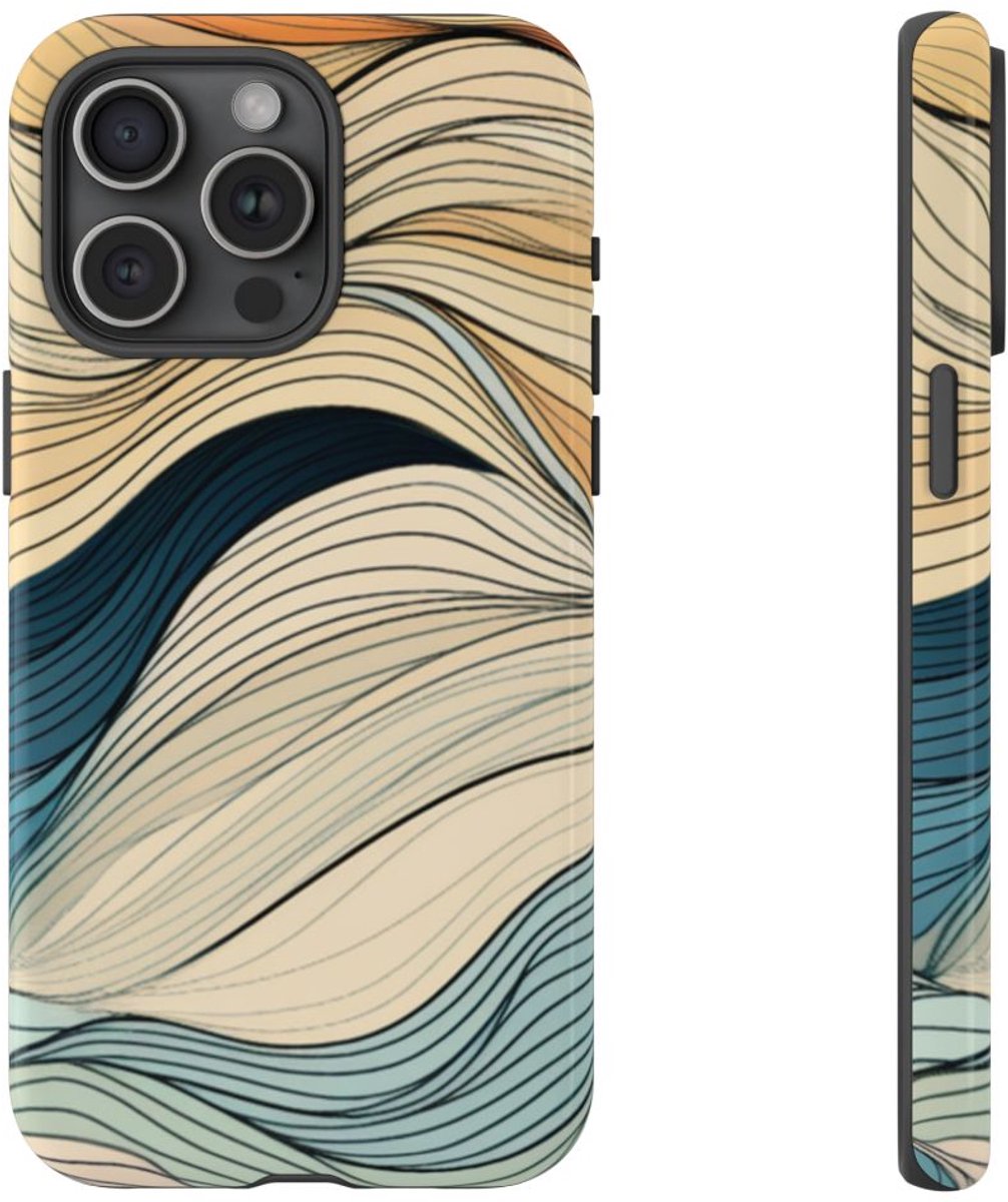 Vloeiende Abstracte Herfstgolven – Telefoonhoesje Geschikt voor iPhone 15 Pro Max
