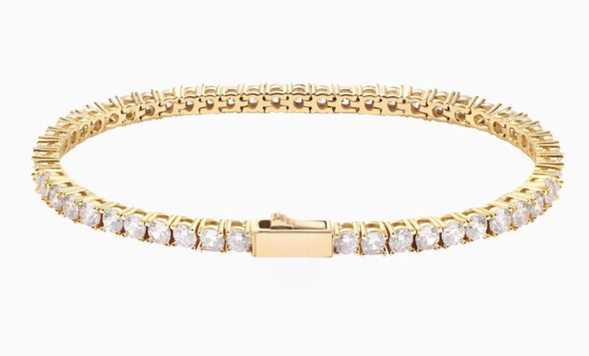 Merlie armband – Classic Tennis Bracelet 3mm – Goudkleurig met Zirkonia Steentjes – Elegant & Luxe Design – 18 cm