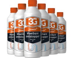 6x 3G Professioneel Power Vloeibare ontstopper - Vloeibare Ontstopper - Afvoer Ontstopper - Riool Ontstopper - Gootsteen Ontstopper - Krachtige Ontstopper - 6-Pack