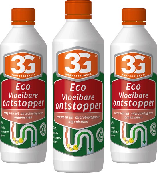 3x 3G Professioneel Eco Vloeibare Ontstopper 500 ml - Ecologische Ontstopper - Enzymen - Biologisch Afbreekbaar - Milieuvriendelijk - Vloeibare Ontstopper - 3-Pack