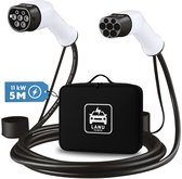 Câble de recharge de voiture - Connexion Mennekes de type 2 - 16A triphasé (11kW) - 5 mètres | Certifié TUV | 1 an de garantie | Comprend un étui de transport étanche