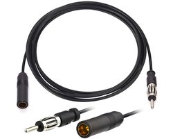 Autoradio antennekabel FM/AM met DIN-plug – coaxiale verlengkabel voor auto – 75 Ohm – Zwart