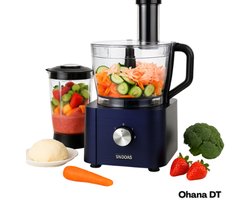 Ohana DT - Keukenmachine - Foodprocessor - Blender - 1100W - 11 in 1 Multifunctioneel - 3.2 Liter - RVS - Donkerblauw