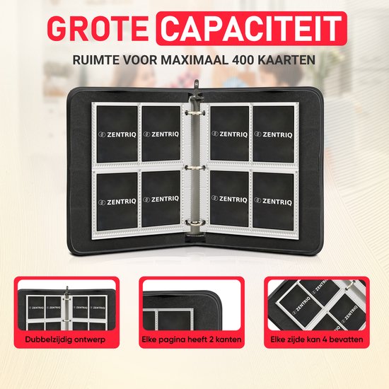 Cahier Carte Pokemon Album Collection Cartes 400 Places - 50 Pages Avec Fermeture éclair - Protection Cuir PU Protection Cartes Jeux Fermeture