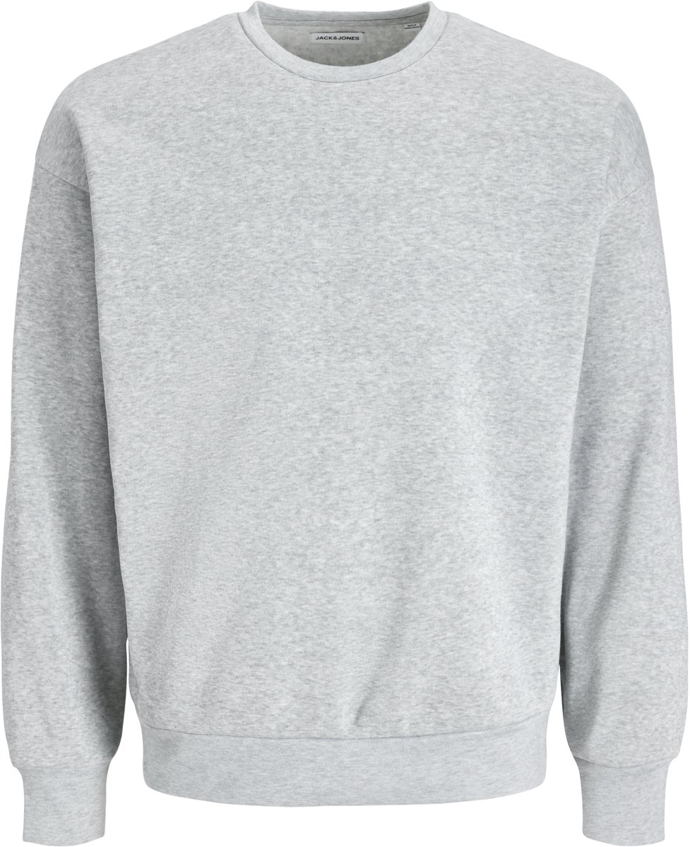 JACK & JONES Jacollie plain sweatshirt relaxed fit - heren sweatshirt polyester met O-hals - grijs (light grey melange)