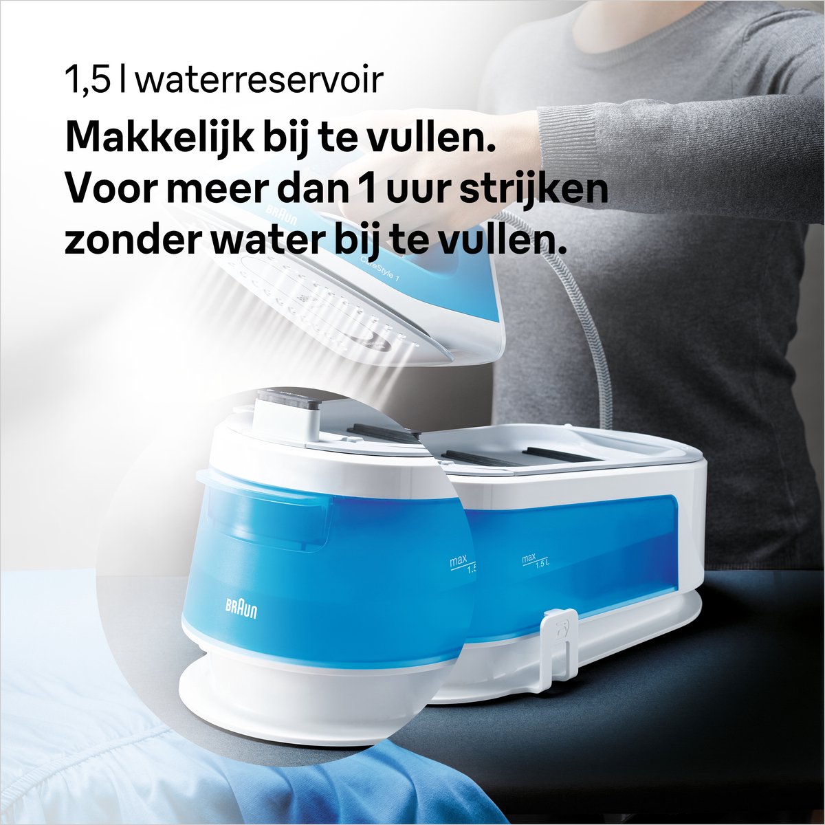 Braun CareStyle 1 IS1012BL - Stoomgenerator - Handmatige instellingen - Auto-off - Blauw/Wit — afbeelding 3