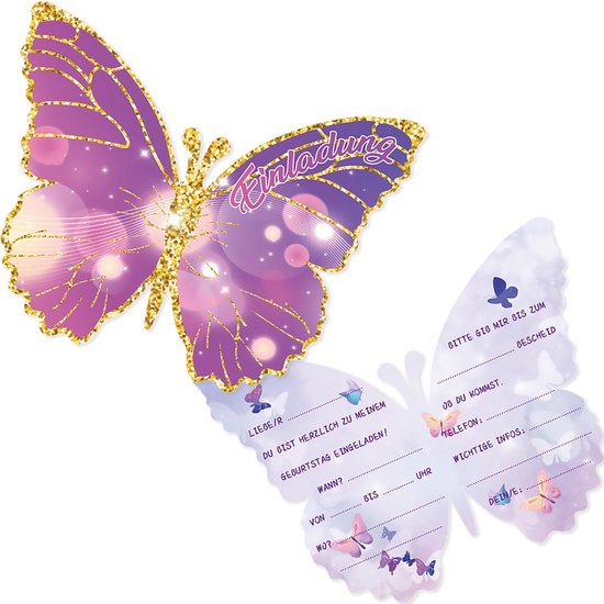 12 x uitnodigingskaarten enveloppen voor kinderverjaardag, feest - schattige kaarten met eenhoornmotief - de glitterkaarten zijn de perfecte uitnodiging voor een verjaardagsfeest, voor echte