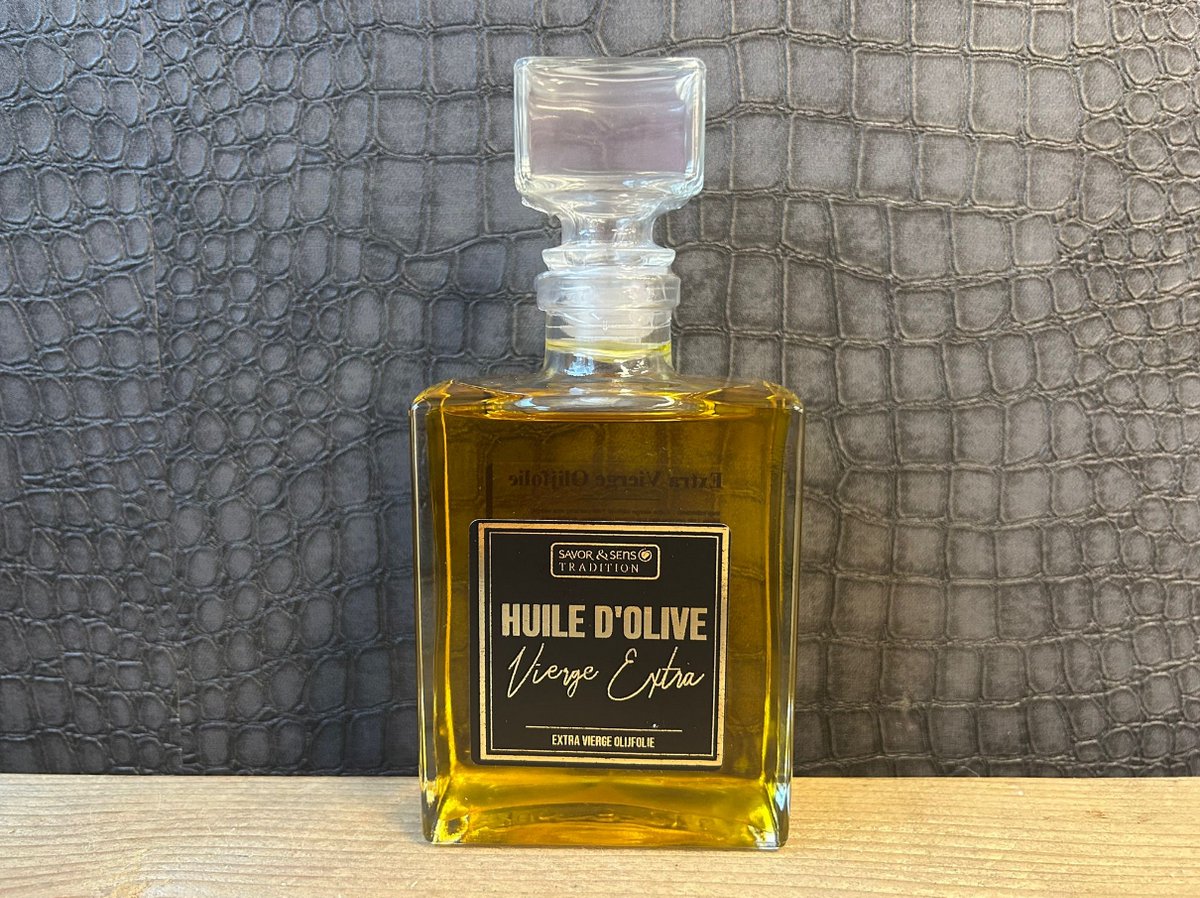 Olijfolie 20cl - Savor & Sens Extra Virgin Olijfolie - 20cl- Luxe Parfumfles Karaf - Extra Vierge - Luxe Glazen Parfumfles - Perfect Cadeau