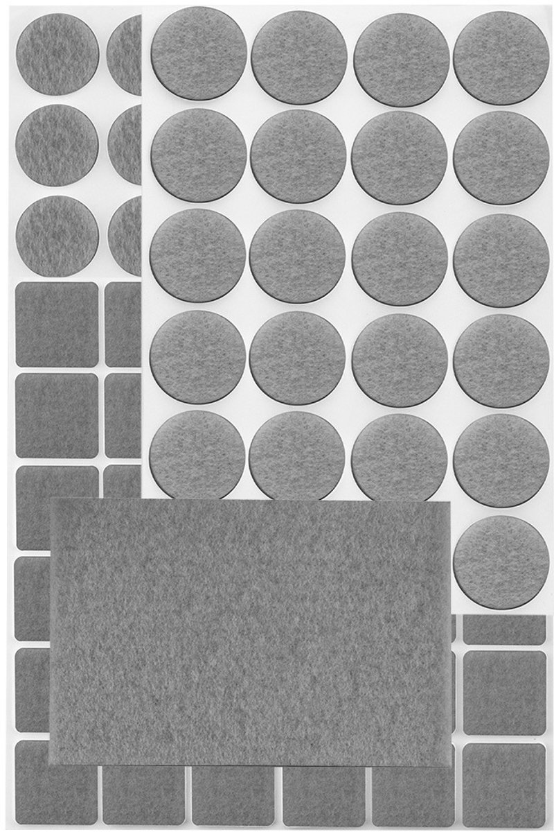 Zelfklevende viltglijders grijs – 106 stuks – 3 mm dik