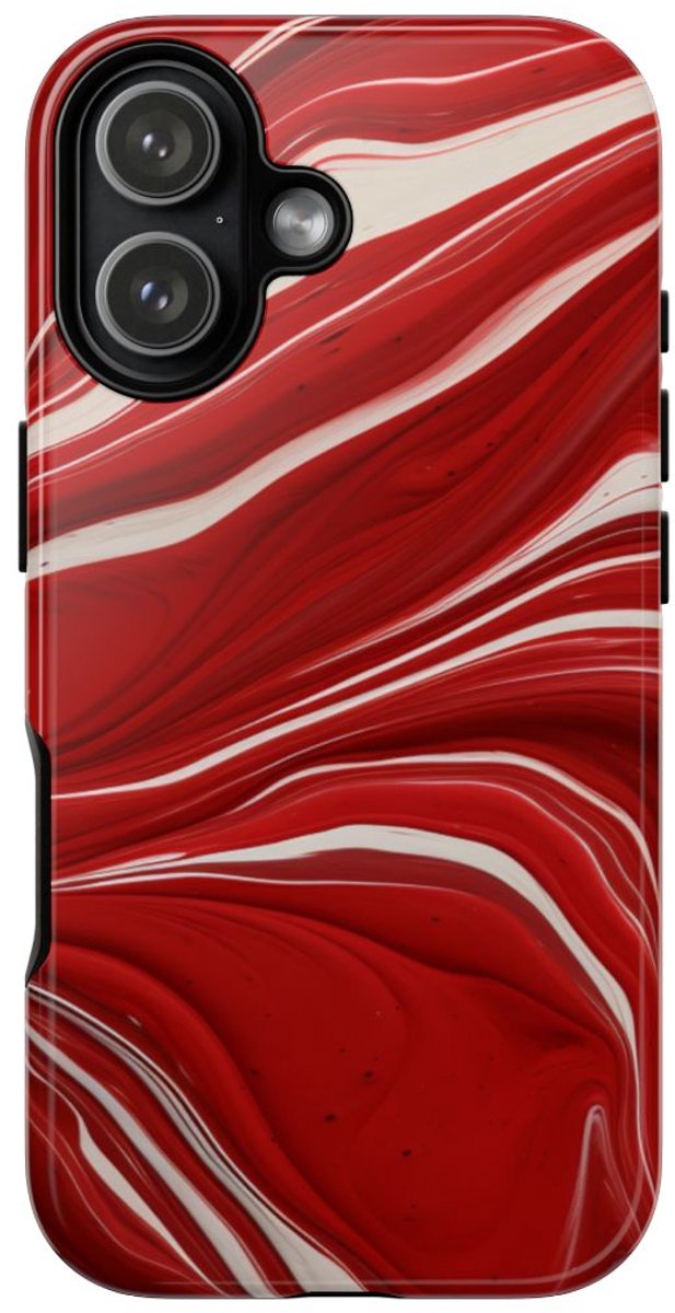 Rood-Wit Vloeiend Abstract Design – Telefoonhoesje Geschikt voor iPhone 17