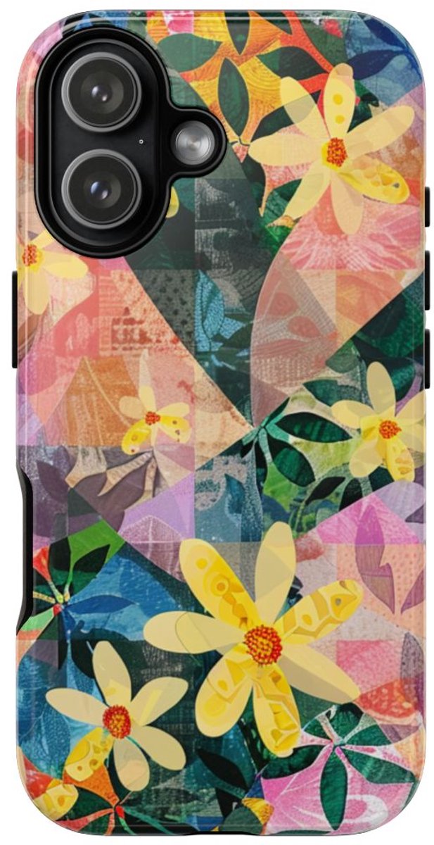 Abstract Bloemmotief met Geometrisch Patroon – Telefoonhoesje Geschikt voor iPhone 17