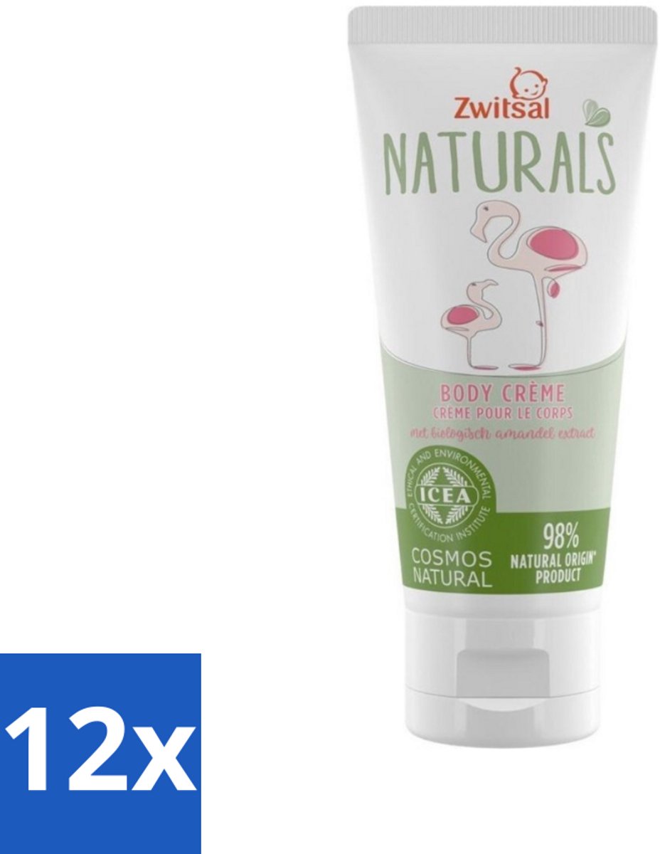 Image of 12 x Zwitsal Naturals - Babyverzorging - Body Crème met Amandel Extract - Natuurlijke Ingrediënten - 100 ml - Babycreme - Natuurlijke Babyverzorging - Biologische Babyproducten - Babyhuid - Zachte Babycreme