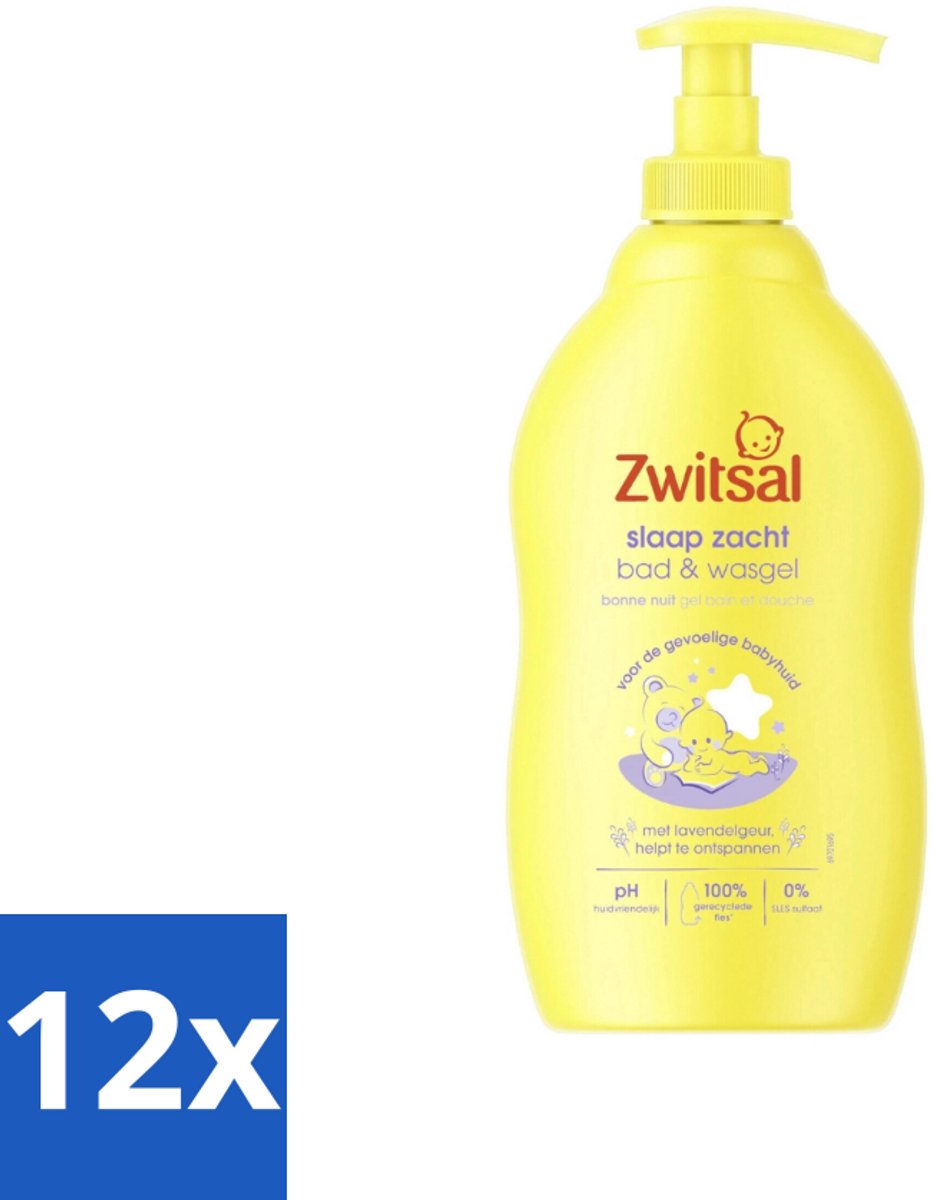 Image of 12 x Zwitsal Bad- en Wasgel Slaap Zacht 400 ml - Babybad - Babywasgel - Lavendelgeur - Gevoelige Babyhuid - Zwitsal