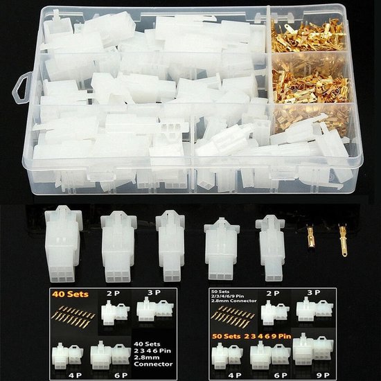 Foto: 380 delige auto connectorset 2 8 mm 2 3 4 6 pins elektrische kabelverbinderset voor motorfiets auto vrachtwagen scooter