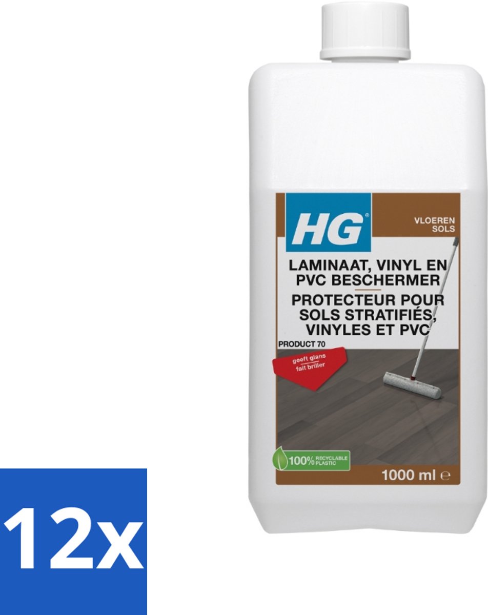 12 x HG Laminaatbeschermer 1 liter - Laminaatvloer Beschermer - Laminaatglans - Laminaat Onderhoud - Laminaat Bescherming - Vloeren Beschermen