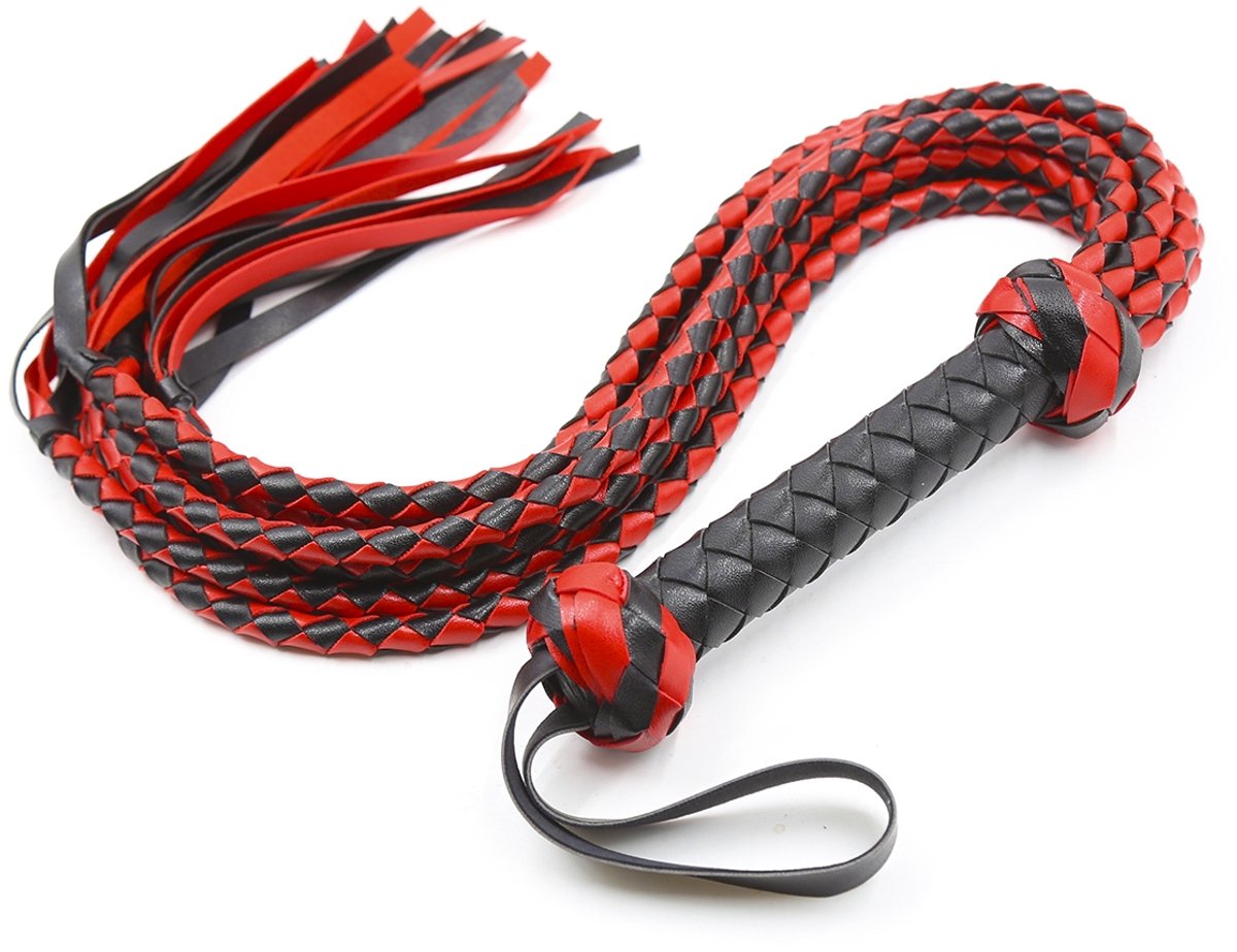 Smart Moves - Gevlochten Flogger- 78 cm - Zwart/Rood
