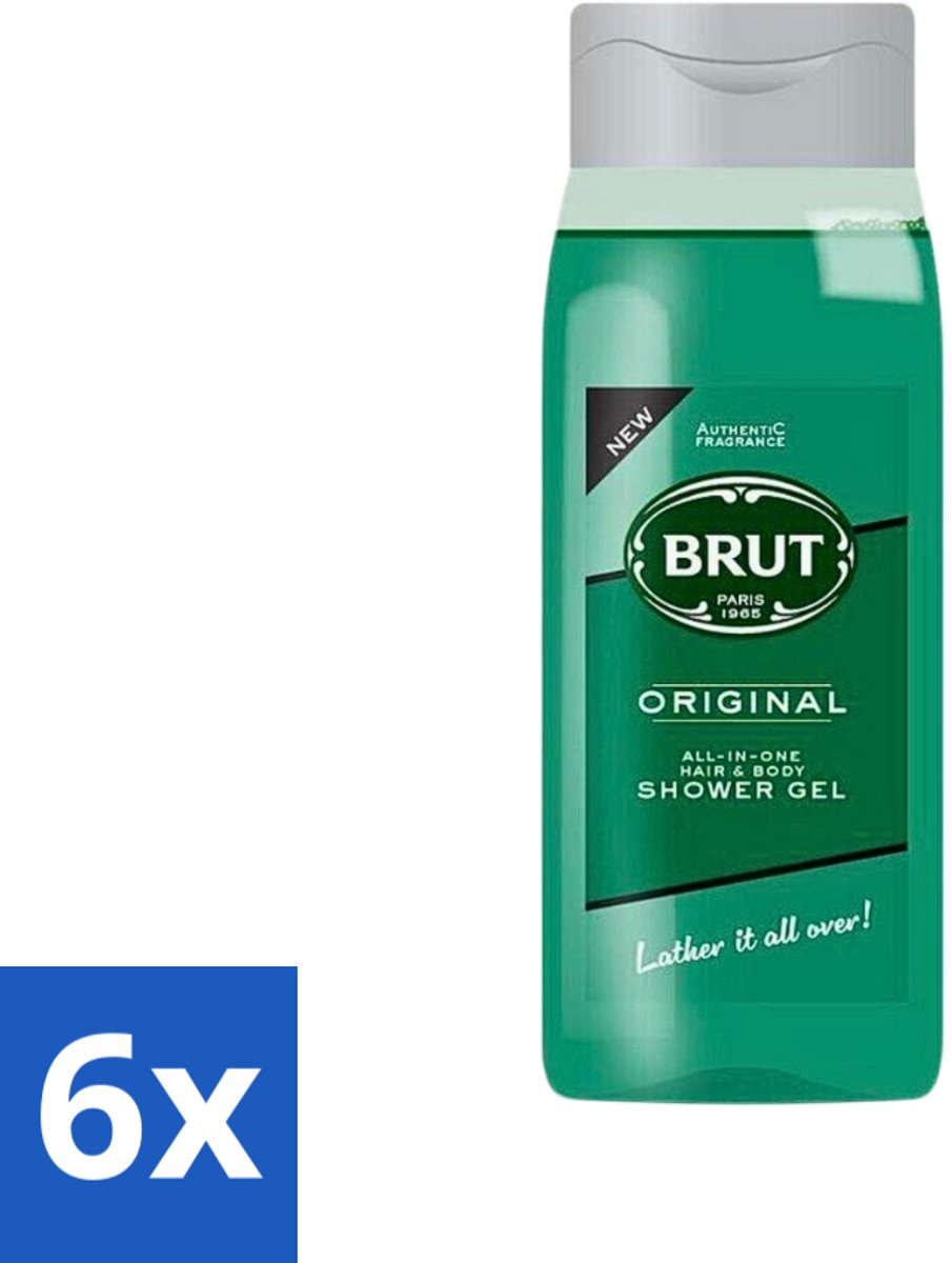 6 x Brut - Douchemiddel - All in One Haar en Body - Original - Verzorgend & Verfrissend - 500ml - Douchegel Haar En Lichaam - All In One Douchegel - Brut Original - Verzorgende Douchegel - Frisse Douchegel