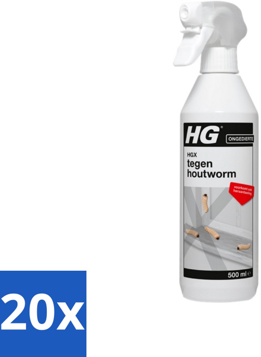 20 x HG X Tegen Houtworm 500 ml - Houtworm Bestrijding - Hout Bescherming - Hout Reinigen - Hout Herstellen - Houtaantastende Insecten