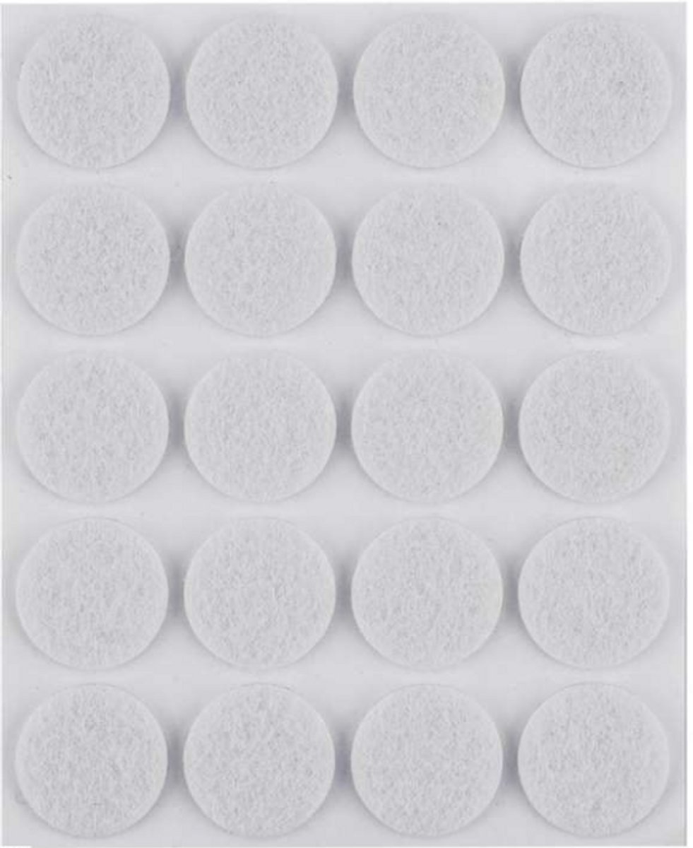 Zelfklevende viltjes rond – Wit – 20 mm – 20 stuks