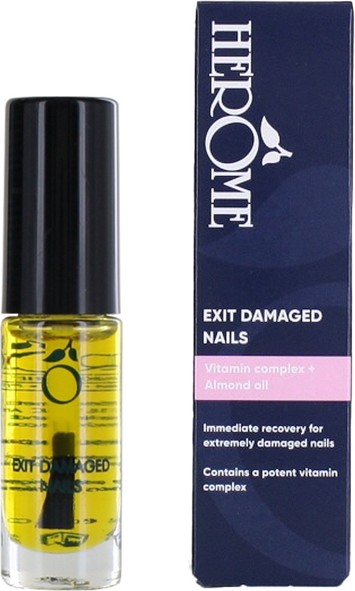Herome Exit Damaged Nails Nagelolie Nagelversteviger – Nail Repair - Nagelverzorging met Voedende Amandel Olie - 7 ml
